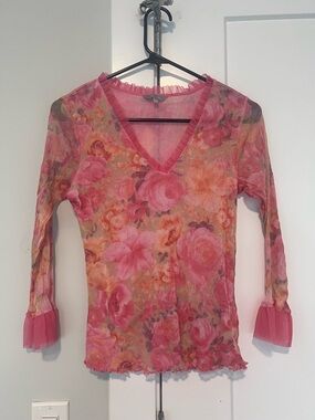 Per Una Floral Mesh Top